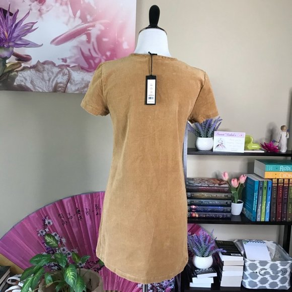 ✨ NWT Camel Corduroy Lace Up Tassel Dress - Picture 7 of 11